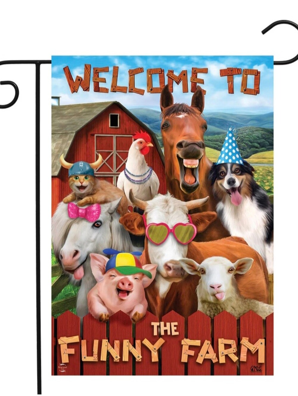 Briarwood Lane Funny Farm Summer Garden Flag 12.5" x 18" (New)